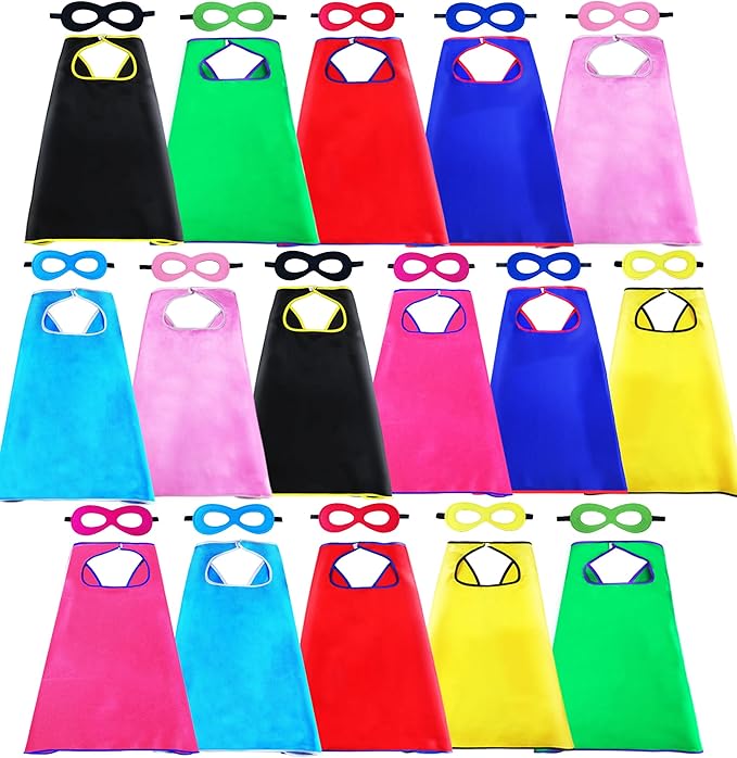 D.Q.Z Superhero Capes and Masks for Kids 16 Set, Boys Super Hero Party Favor Costume, 3 years old Girls Gifts Birthday Toys (Multicolor)