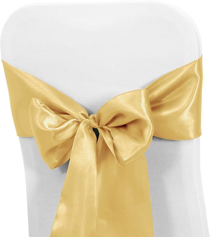 Obstal 10 PCS Satin Chair Sashes Bows for Wedding Reception- Universal Chair Cover Back Tie Supplies for Banquet, Party, Hotel Event Decorations
