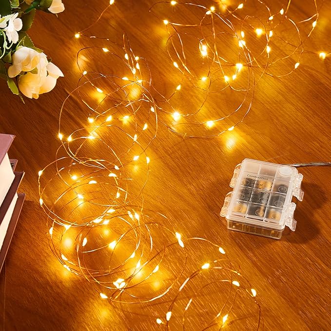 Ariceleo 2 Pack 32.8 Ft. Battery Operated Outdoor String Lights with Remote & Timer, LED Warm White Fairy Lights, Waterproof Twinkle Lights for Bedroom, Dorm, Mason Jar, Wedding, Party, Christmas