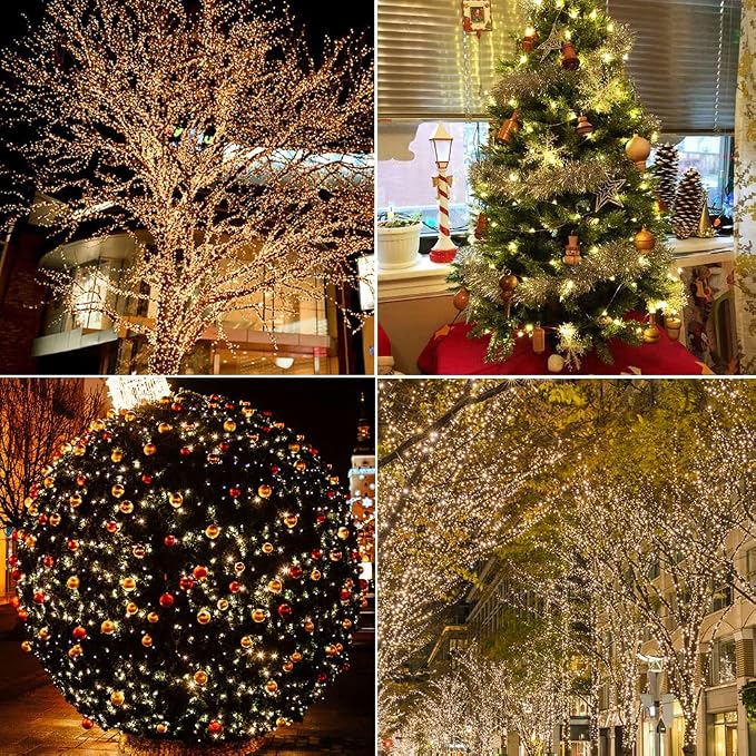 2 Pack 200 LED Fairy Lights Plug in 66Ft Warm White Silver Wire Twinkle Lights LED String Lights with Remote for Christmas Tree Bedroom Living Room Wall Patio Party Decoration
