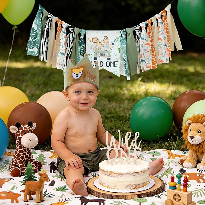 Wild One Birthday Decorations Boy 1st High Chair Banner 1 Year Old First