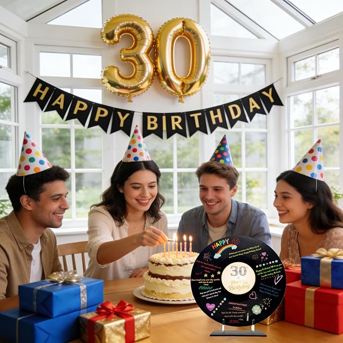 ReeGii Vinyl Record Guest Book for Birthday Decorations - Large 11.6"x11.6" Birthday Party Sign Poster with 12 Pens,Unique Keepsake Gift for Friends and Family
