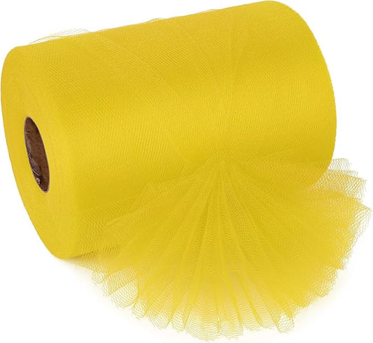 Yellow Tulle Ribbon 6 Inch x 100 Yards Soft Mesh Fabric for DIY Crafts Wedding Decorations Sewing Gift Wrapping and More