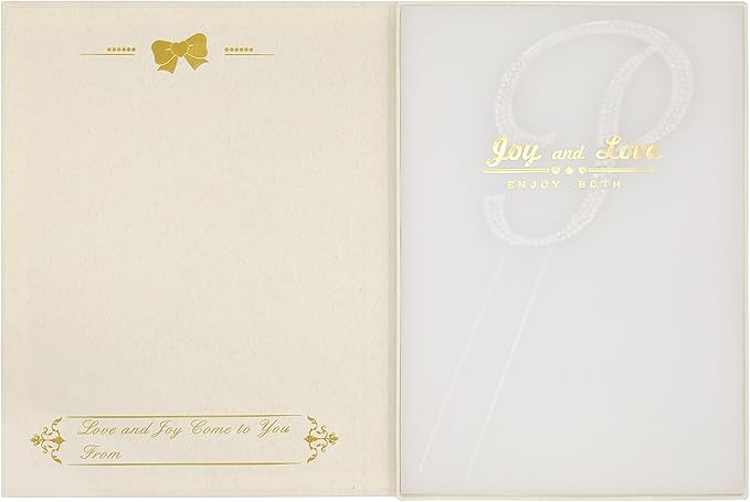 LOVENJOY Gift-Boxed 3.3" Rhinestone Letter P Cake Topper Silver