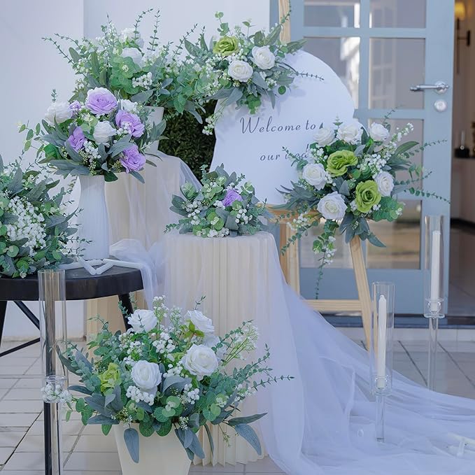 QGHPY 120 Pcs 4 Kinds Mixed Eucalyptus Greenery Stems,Artificial Babys Breath Flowers Bulk and Greenery Stems for Wedding, DIY Floral Arrangements and Home Decor (124)