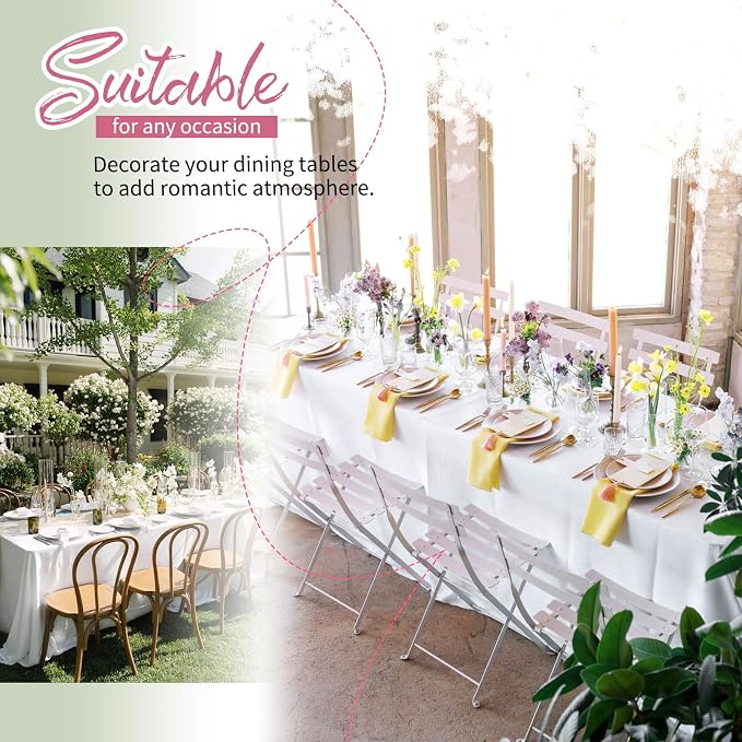 Showgeous 12 Pack White Rectangle Tablecloth, 90 x 132 Inch, Wrinkle & Stain Resistant, Polyester, Perfect for 6ft Table, Weddings, Banquets, Parties