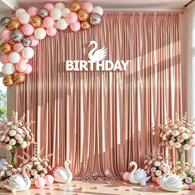 10x10 ft Rose Gold Glitter Backdrop Curtain for Parties, Wrinkle Free Glitter Photo Backdrop Drapes 2 Panels 5x10FT Shimmer Back Drop Cloth for Wedding Birthday Christmas Photography Background Decor