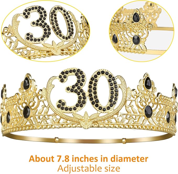 30th Birthday Gifts for Men, 30th Birthday Decorations for Men, Party Decor Supplies including King Crown & Sash & Banner & Balloons & Cake Topper & Candles