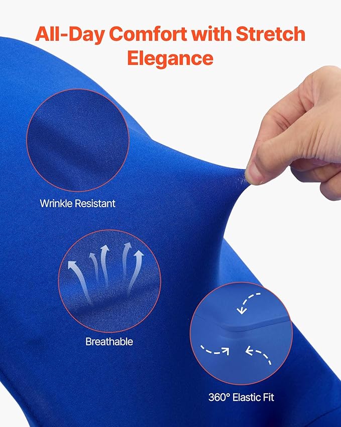 VEVOR Chair Covers, Polyester Spandex Chair Cover, Stretch Slipcovers for Wedding Party Dining Banquet Flat-Front Chair Covers (Royal Blue-c, 50PCS)