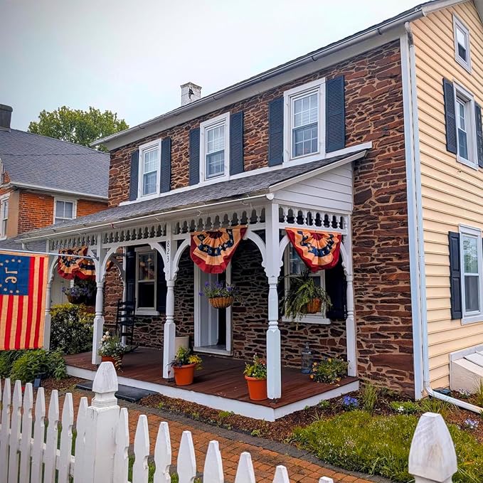 Bradford Vintage Bunting Flag 3X6 ft for Outdoor 250th Anniversary, Tea Staind American US Flag Buntings for Outside Patriotic 6 FT USA Pleated Fan with 3 Brass Grommets for 4th of July Memorial Day Decorations