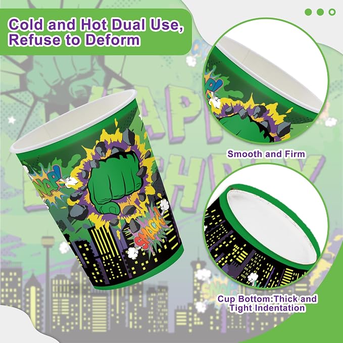 120 PCS Green Hero Party Decorations Include Plates Napkins and Knife and Fork Green Hero Party Supplies Serves 20