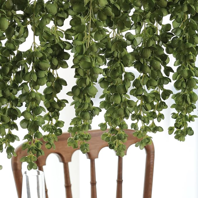 mizii 6Pcs Green Wisteria Hanging Flowers 48" Silk Wisteria Artificial Flowers Garland Vines Fake Hanging Flowers Decoration for Wedding Flower Wall Backdrop Centerpieces Party Room Decor (Green)