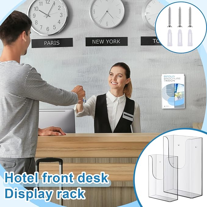 Blulu 20 Pack 4 x 6 Inches Acrylic Brochure Holder Wall Mount, Clear Flyer Holder Rack, Plastic Pamphlet Stand with Nails for Magazine, Booklet, Card, Bookmark Display, Home Office Church Supplies