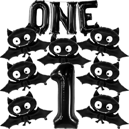 KatchOn, The Spooky One Balloons Set - Big, Pack of 28 | Black 1 Balloon Number - Big, 40 Inch | Black One Balloon for First Birthday | The Spooky One Birthday Decorations Boy