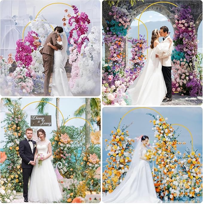 Set of 2 Gold Metal Arch Backdrop Stands (7.2FT + 6FT) Wedding Arch Frame for Birthday Party, Baby Shower, Graduation Decoration, Balloon Arch Frame for Events & Celebrations
