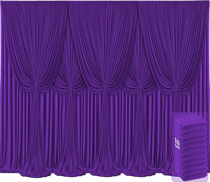 10 Panels Purple Backdrop Curtains for Wedding Party Wrinkle Free Backdrops Curtain Drapes Fabric Decorations Photo Back Drop Cloth for Baby Shower Photography Stage Reception 50ft(W) x 12ft(H)