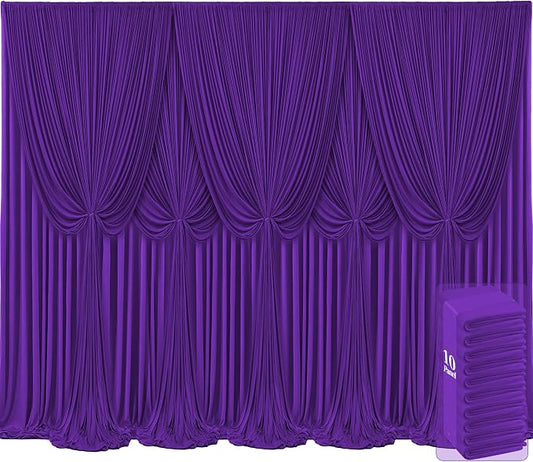 10 Panels Purple Backdrop Curtains for Wedding Party Wrinkle Free Backdrops Curtain Drapes Fabric Decorations Photo Back Drop Cloth for Baby Shower Photography Stage Reception 50ft(W) x 12ft(H)