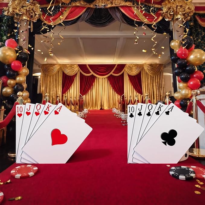 2 Pcs Casino Theme Party Decorations 35 x 28 Inch Poker Theme Cardboard Cutout Tea Party Decoration Game Night Photo Prop for Parties Game Room Decor