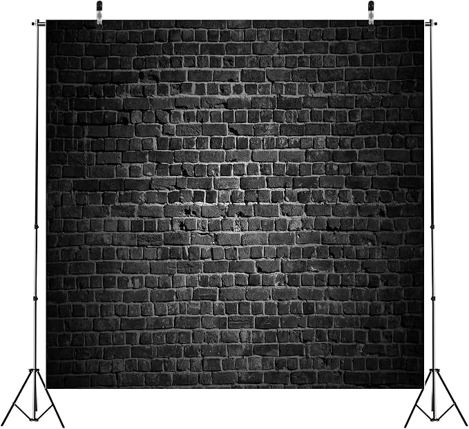 BELECO 8x8ft Fabric Black Brick Wall Backdrop Vintage Black Bricks Background for Themed Party Decorations Birthday Photoshoot Home Wall Decor Photo Booth Studio Photography Props