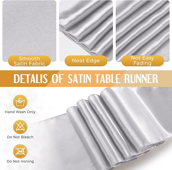 Tudomro 16 Pieces Black and Silver Disposable Plastic Tablecloths and Satin Table Runner Set 54x108 Inch Tablecloth 12x108 Inch Table Runners for New Year Wedding Birthday Baby Shower Graduation