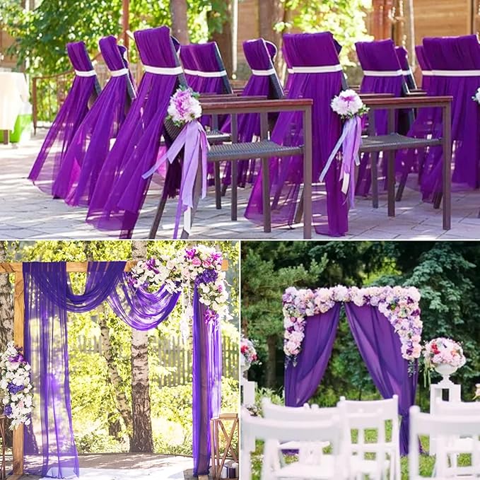 8 Pack Purple Cheesecloth Table Runner 10Ft Gauze Cheese Cloth Table Runner 35x120 Inch Romantic Boho Table Runners for Wedding Anniversary Bridal Baby Shower Birthday Party Banquet Event Table Decor