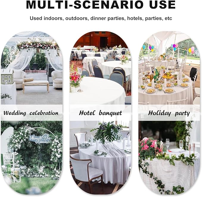 90 Inch White Round Tablecloth, Premium Soft Touch Polyester Table Cloth, High-Opacity & Wrinkle Free, Spillproof Circular Table Cover for Weddings, Banquets, Buffets and Parties