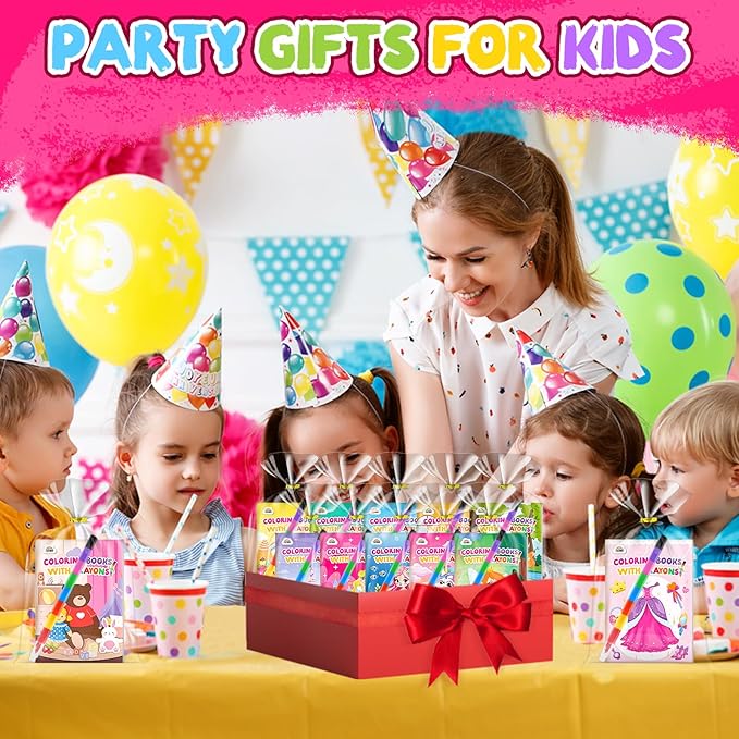 ZMLM 24 Pack Coloring Books for Kids with Crayons,Party Favors for Kids 4-8, Goodie Bags Stuffers for Toddlers, Classroom Prizes Birthday Return Gifts (Girls)