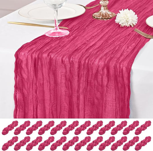 24 Pack Hot Pink Table Runner 10Ft Cheesecloth Table Runner Rustic Gauze Table Runners Romantic Long Sheer Fabric Cheese Cloth Table Runners for Wedding Party Bridal Baby Shower