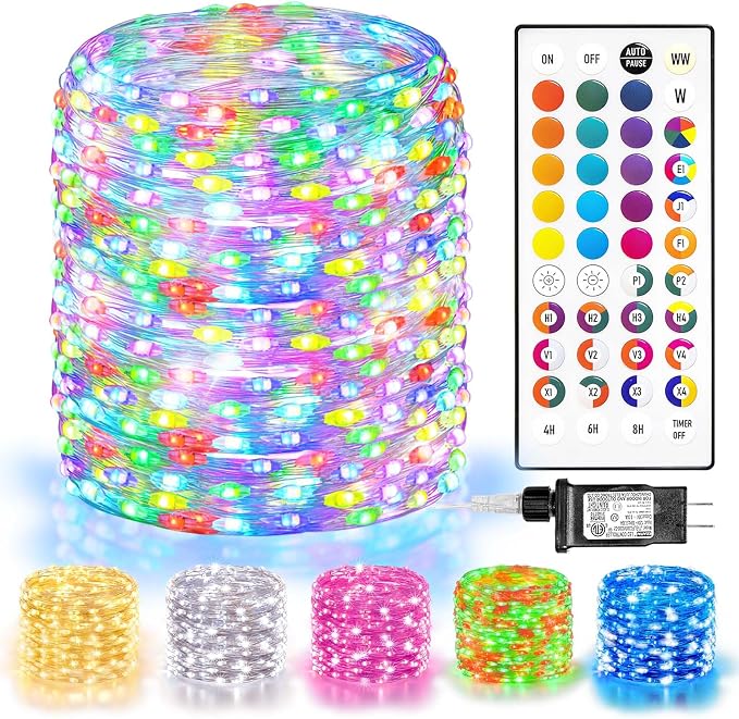 LitHome 400LED 130FT Led Fairy Lights with Remote, Color Changing Fairy Lights Plug in, 9 Modes Led Christmas Twinkle Lights Indoor, RGB Fairy String Lights for Xmas Home Bedroom Dorm Party Decor