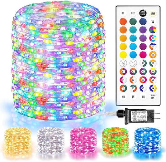 LitHome 400LED 130FT Led Fairy Lights with Remote, Color Changing Fairy Lights Plug in, 9 Modes Led Christmas Twinkle Lights Indoor, RGB Fairy String Lights for Xmas Home Bedroom Dorm Party Decor