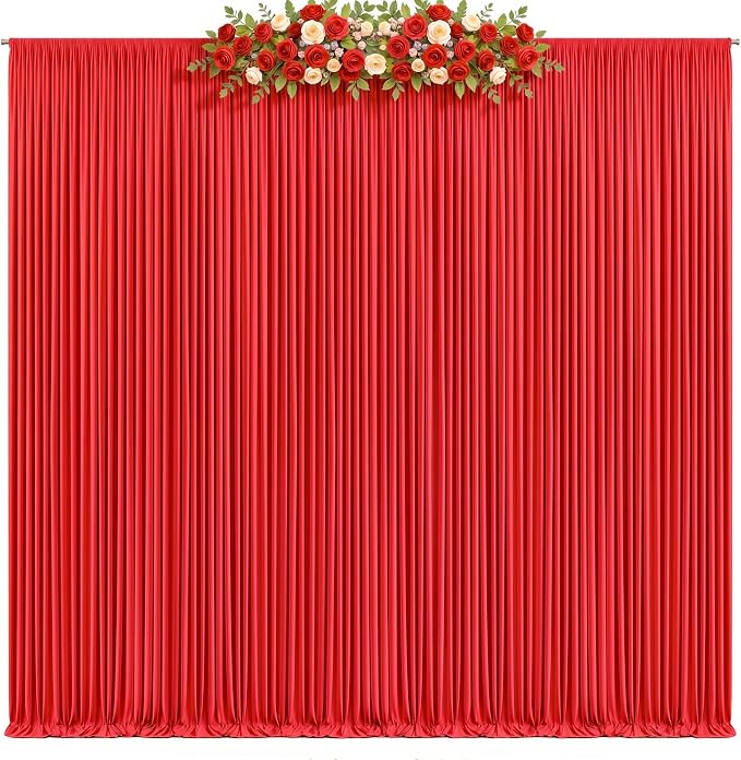 10x10ft Red Backdrop Curtains for Parties Photo Wrinkle Free Polyester Photoshoot Curtains Drapes Backdrop for Baby Shower Wedding Birthday Party Graduation Photography Background 2 Panels 5x10FT