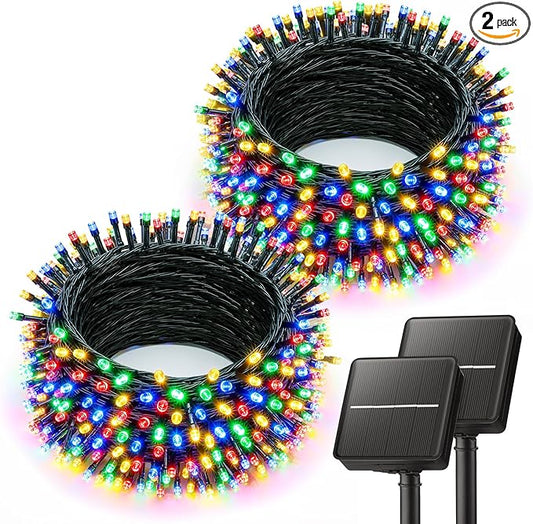 Brightown Solar String Lights Outdoor, 2 Pack Total 80FT 200 LED Solar Powered String Lights Waterproof with 8 Modes, Auto On/Off, Patio Lights for Outside Tree Garden Balcony Party Decor (Multicolor)