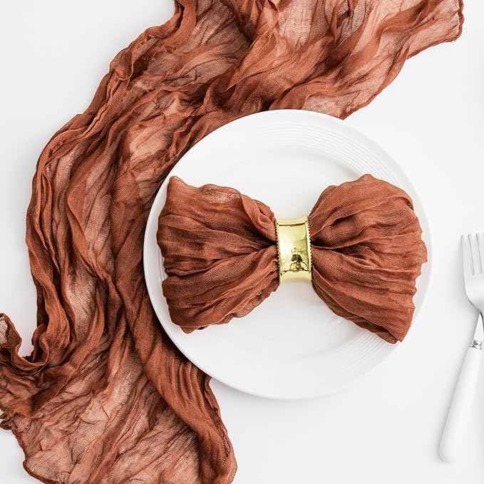 100 Pack Terracotta Cheesecloth Napkins 21x21 Inches Terracotta Cloth Napkins Washable Set of 100 Dinner Table Napkins for Wedding Bridal Baby Shower Rustic Boho Cotton Gauze Summer Party Table Decor