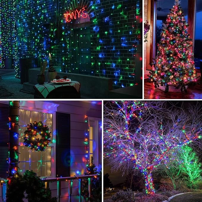 BHCLIGHT Extra-Long 165FT 500LED Christmas String Lights Outdoor/Indoor, Timer & Memory & 13 Modes, Multicolor Christmas Lights Waterproof Green Wire Tree Lights for Xmas Holiday Party