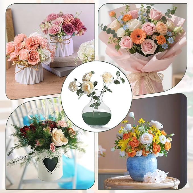 GNRZZT 4Pcs 7.52"W x 3.97"H Floral Foam Half Ball, Wet & Dry Green Foam for Fresh and Artificial Flowers, Flower Foam for Wedding, Birthdays, Pary, Home Decorations