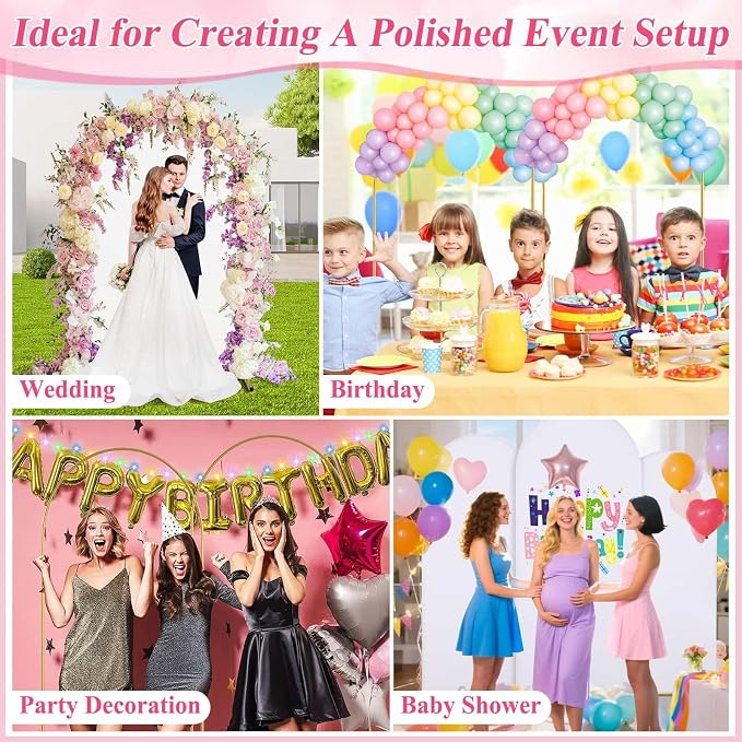 7.2FT Wedding Arch Backdrop Stand and White Cover Set for Party Event Decor | Metal Arch Stand with Spandex Backdrop Cover, Balloon Boxes, Letters, Tying Tool Kit for Baby Shower Gender Reveal Birthday
