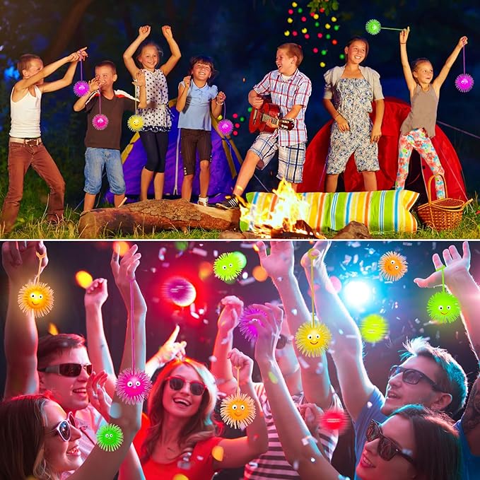 24 PCS Light Up Balls Party Favors for Kids 4-8 8-12 Sensory Squeeze Toys Bulk LED Puffer Balls Classroom Prizes Goodie Bags Stuffers Pinata Fillers Birthday End of Year Student Return Gifts