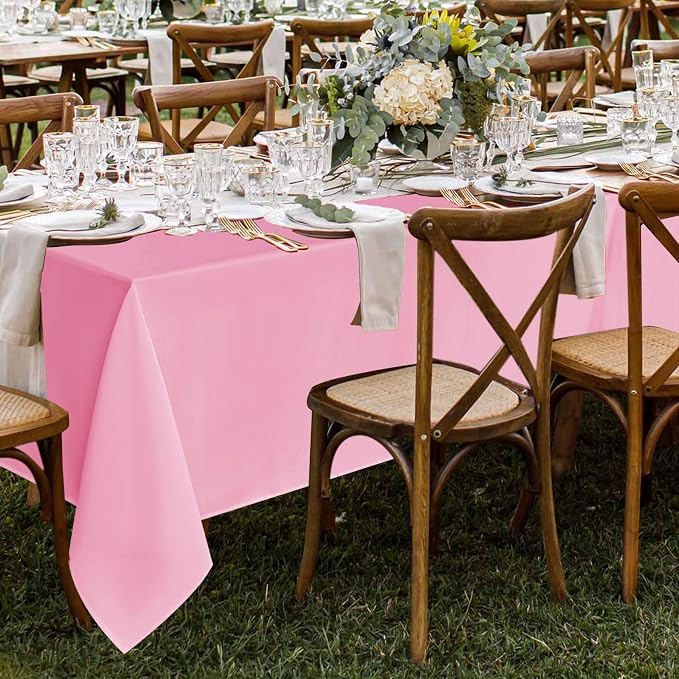 Fitable 8 Pack Rectangle Tablecloths: Stain Resistant Wrinkle Free Table Clothes, Washable Reusable Polyester Table Covers for Wedding Party Birthday Banquet Reception(Pink, 60x102 Inch)
