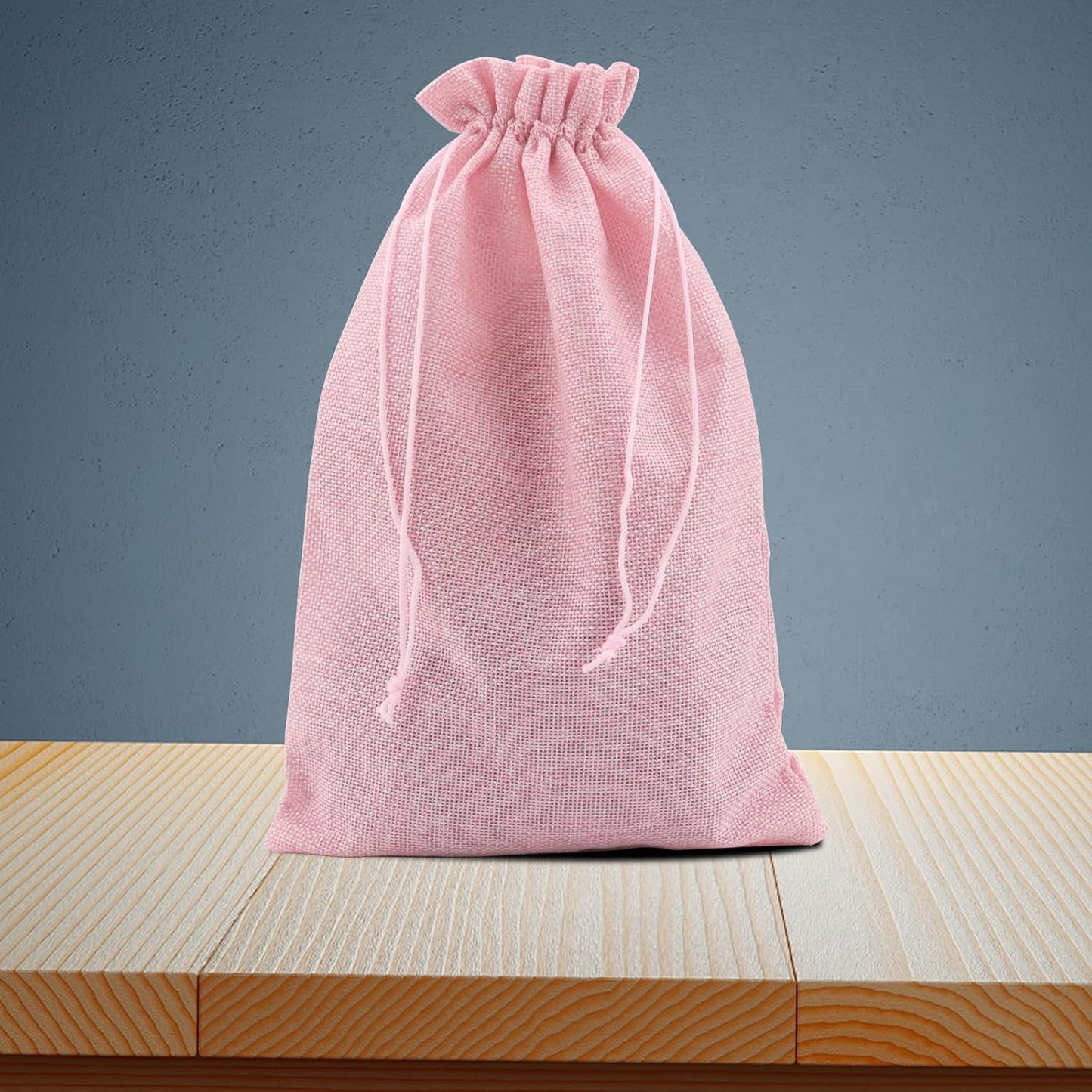 ZOENHOU 30 Packs 8 x 12 Inch Large Burlap Bags with Drawstring, Pink Durable Jute Drawstring Bags, Dustproof Burlap Sacks for Favors Party DIY Craft