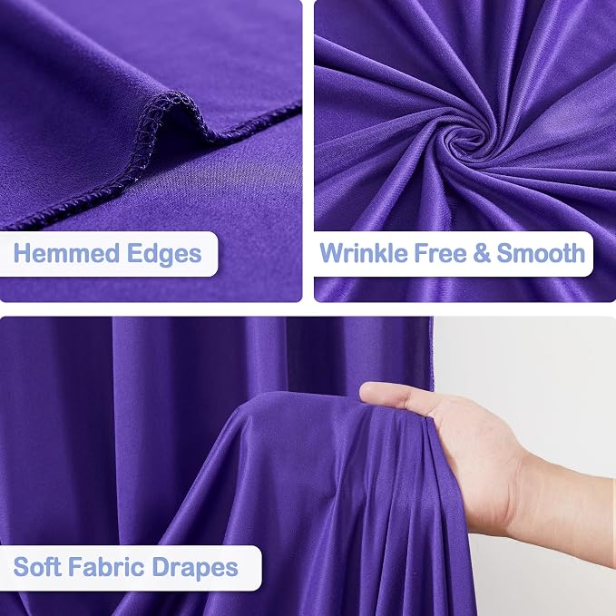 10 Panles Purple Backdrop Curtains - Wrinkle Free Fabric Backdrop Curtain for Photoshoot, 10FT Wedding Party Photo Backdrop Drapes for Birthday Baby Shower Photography Stage Background Decorations