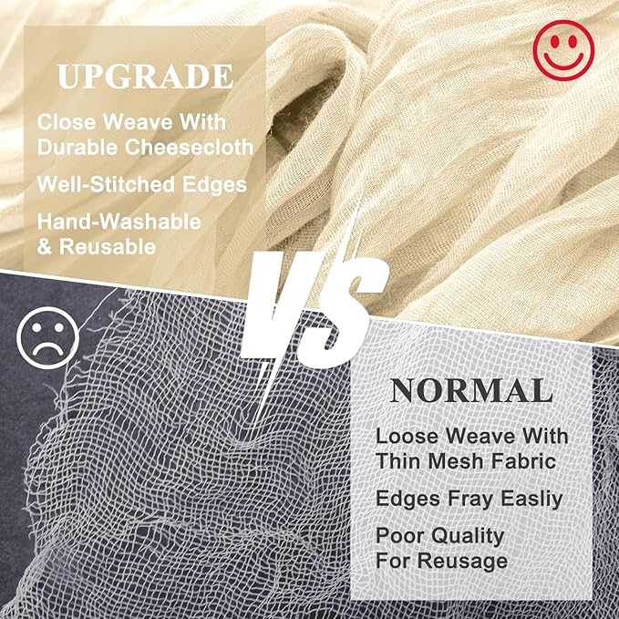 Wokceer Cheesecloth Table Runner Beige 10FT Boho Christmas Gauze Cheese Cloth Table Runner for Party Easter Rustic Sheer Table Runners for Baby Bridal Shower Wedding Table Decor