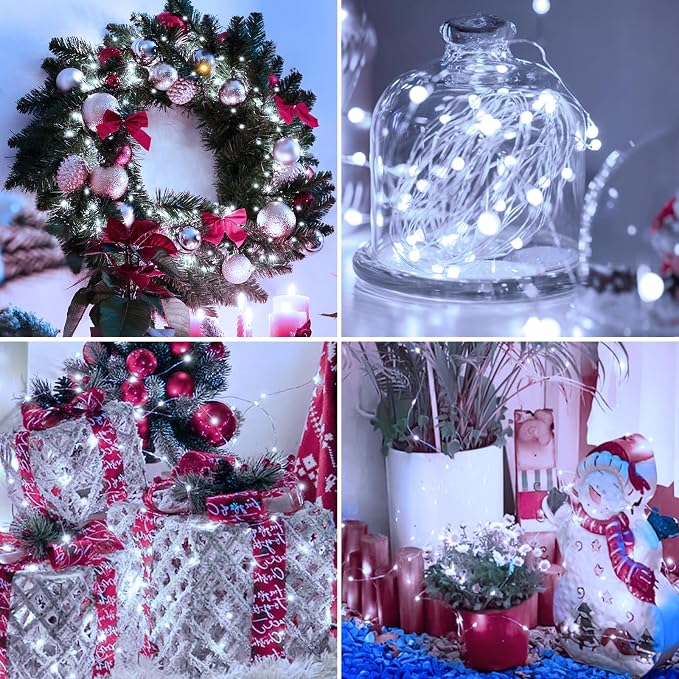20 Pack Fairy Lights Battery Operated - 7ft 20 Led Twinkle Lights 3 Modes, Bulk Mini String Lights Waterproof for Mason Jars Vases DIY Party Wedding Decoration Christmas -Cold White