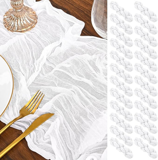24 Pack White Table Runner 10Ft Cheesecloth Table Runner Rustic Gauze Table Runners Romantic Long Sheer Fabric Cheese Cloth Table Runners for Wedding Party Bridal Baby Shower