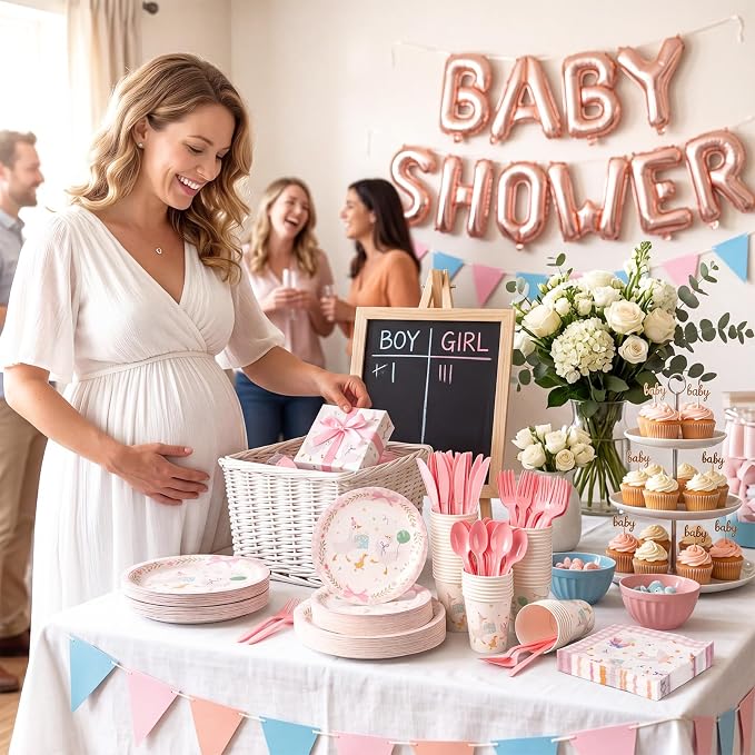 Ziliny 350 Pcs One Silly Goose Baby Shower Decoration One Silly Goose Birthday Decoration Paper Plates Napkins Tableware for Gender Reveal Newborn Birthday Party Serves 50 Guests