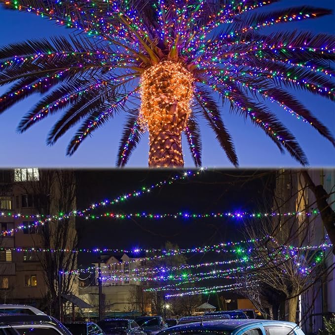 Connectable 300LED 99Ft 13Modes Christmas String Lights Outdoor Indoor | Extendable Green Wire Multicolor Christmas Tree Lights with Timer | Twinkle Fairy Light Plug in for Xmas Tree(Multicolor)
