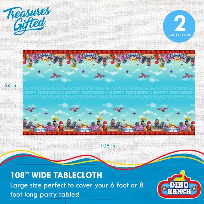 Treasures Gifted Dino Ranch Birthday Decorations - Serves 24 Guests - Complete Set of Dino Ranch Party Supplies - Plates, Banners, Napkins, and Tablecloth