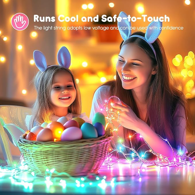 Brightown 12 Pack Easter Day Pastel LED Fairy Lights Battery Operated - Waterproof Silver Wire 7 ft 20 LED Firefly Lights for Easter Day Decor DIY Craft Party Bedroom
