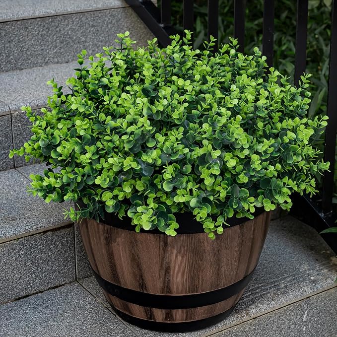 20 Bundles Artificial Plants for Outdoor Fake Plants for Spring Decoration,Faux Eucalyptus Plants for Planter UV Resistant Lifelike for Home Porch Garden（Green）