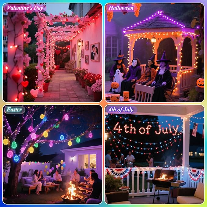 164FT Christmas Lights Outdoor, 35 Colors Changing 500 LED Halloween String Lights Green Wire Remote Timer, Waterproof Twinkle Light for Indoor Outdoor Holiday Party Xmas Tree Wedding Decor