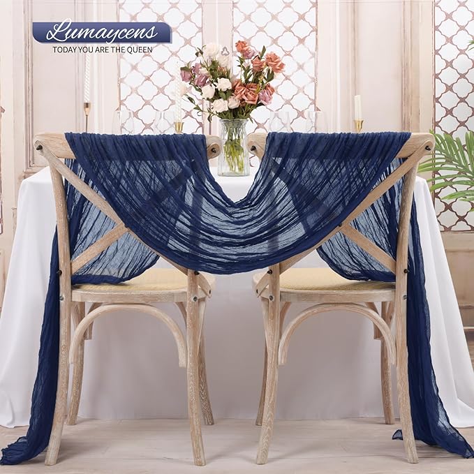 10 Pack Navy Blue Cheesecloth Table Runner 10FT Boho Romantic Gauze Table Runner 20 x 120 Inch Rustic Sheer Runner for Wedding Party Bridal Shower Thanksgiving Christmas Decoration